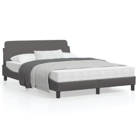 Bed frame with headboard gray synthetic leather 140x200cm by , Beds and slatted bases - Ref: Foro24-373201, Price: 150,29 €, ...