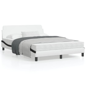 Estructura cama cabecero cuero sintético blanco negro 120x200cm de , Camas y somieres - Ref: Foro24-373164, Precio: 143,51 €,...