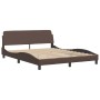 Estructura de cama cabecero cuero sintético marrón 160x200 cm de , Camas y somieres - Ref: Foro24-373220, Precio: 179,72 €, D...