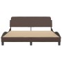 Estructura de cama cabecero cuero sintético marrón 160x200 cm de , Camas y somieres - Ref: Foro24-373220, Precio: 179,72 €, D...