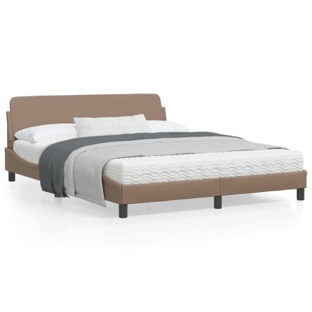 Cappuccino synthetic leather headboard bed frame 160x200cm by , Beds and slatted bases - Ref: Foro24-373222, Price: 179,43 €,...