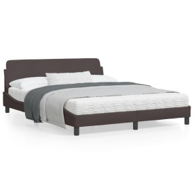 Bed frame with headboard in brown fabric 160x200 cm by , Beds and slatted bases - Ref: Foro24-373208, Price: 154,86 €, Discou...