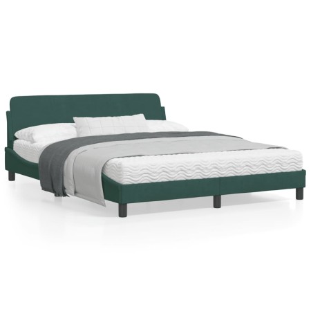 Dark green velvet bed frame with headboard 160x200 cm by , Beds and slatted bases - Ref: Foro24-373215, Price: 173,64 €, Disc...