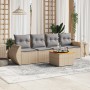 Gartensofa-Set mit Kissen, 5-teilig, beiges synthetisches Rattan von , Gartensets - Ref: Foro24-3224883, Preis: 359,03 €, Rab...