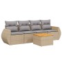 Gartensofa-Set mit Kissen, 5-teilig, beiges synthetisches Rattan von , Gartensets - Ref: Foro24-3224883, Preis: 359,03 €, Rab...