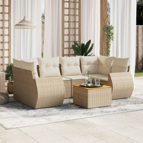 7-teiliges Gartensofa-Set und beigefarbene synthetische Rattankissen von , Gartensets - Ref: Foro24-3257234, Preis: 529,17 €,...