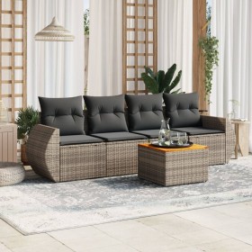 Gartensofa-Set mit Kissen, 5-teilig, graues synthetisches Rattan von , Gartensets - Ref: Foro24-3257215, Preis: 338,99 €, Rab...