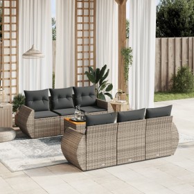 7-piece garden sofa set with gray PE rattan cushions by , Garden sets - Ref: Foro24-3257229, Price: 532,99 €, Discount: %