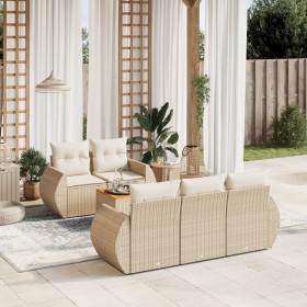 Gartensofa-Set mit Kissen, 6-teilig, beiges synthetisches Rattan von , Gartensets - Ref: Foro24-3257220, Preis: 541,54 €, Rab...