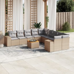 Set de sofás de jardín 11pzas con cojines ratán sintético beige de , Conjuntos de jardín - Ref: Foro24-3257970, Precio: 768,9...