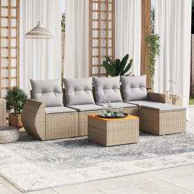 Gartensofa-Set mit Kissen, 6-teilig, beiges synthetisches Rattan von , Gartensets - Ref: Foro24-3257312, Preis: 400,99 €, Rab...