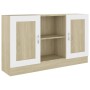 White and Sonoma oak veneer sideboard 120x30.5x70 cm by , Sideboards - Ref: Foro24-802782, Price: 116,72 €, Discount: %