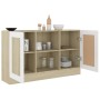 White and Sonoma oak veneer sideboard 120x30.5x70 cm by , Sideboards - Ref: Foro24-802782, Price: 116,72 €, Discount: %