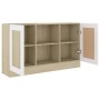 White and Sonoma oak veneer sideboard 120x30.5x70 cm by , Sideboards - Ref: Foro24-802782, Price: 116,72 €, Discount: %