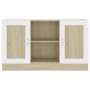 White and Sonoma oak veneer sideboard 120x30.5x70 cm by , Sideboards - Ref: Foro24-802782, Price: 116,72 €, Discount: %