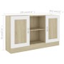 White and Sonoma oak veneer sideboard 120x30.5x70 cm by , Sideboards - Ref: Foro24-802782, Price: 116,72 €, Discount: %