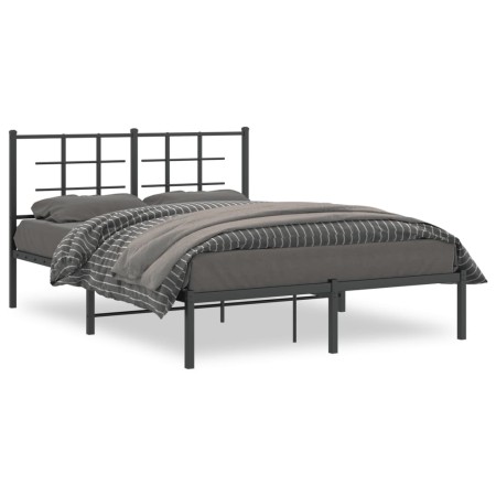 Estructura de cama con cabecero metal negro 140x190 cm de , Camas y somieres - Ref: Foro24-355561, Precio: 101,99 €, Descuent...