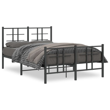 Black metal headboard and footboard bed frame 120x200 cm by , Beds and slatted bases - Ref: Foro24-355577, Price: 110,79 €, D...