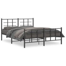 Black metal headboard and footboard bed frame 160x200 cm by , Beds and slatted bases - Ref: Foro24-355582, Price: 119,99 €, D...