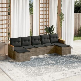 7-piece garden sofa set with gray PE rattan cushions by , Garden sets - Ref: Foro24-3226235, Price: 386,99 €, Discount: %