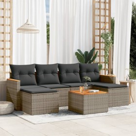 7-teiliges Gartensofa-Set mit grauen PE-Rattan-Kissen von , Gartensets - Ref: Foro24-3226228, Preis: 388,53 €, Rabatt: %