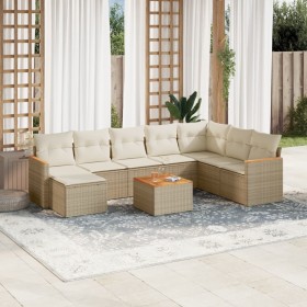 9-teiliges Gartensofa-Set mit beigen synthetischen Rattankissen von , Gartensets - Ref: Foro24-3226254, Preis: 683,99 €, Raba...