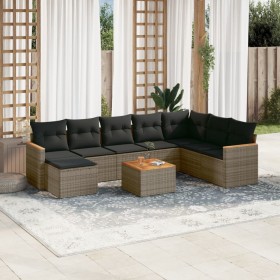 Set de muebles de jardín 9 pzas y cojines ratán sintético gris de , Conjuntos de jardín - Ref: Foro24-3226256, Precio: 552,22...