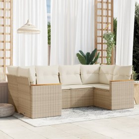 Gartensofa-Set mit Kissen, 6-teilig, beiges synthetisches Rattan von , Gartensets - Ref: Foro24-3226261, Preis: 493,74 €, Rab...