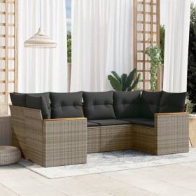 6-piece garden furniture set and gray synthetic rattan cushions by , Garden sets - Ref: Foro24-3226263, Price: 406,50 €, Disc...