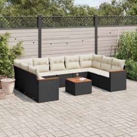 Garden sofa set 10 pieces with black synthetic rattan cushions by , Garden sets - Ref: Foro24-3226280, Price: 586,63 €, Disco...