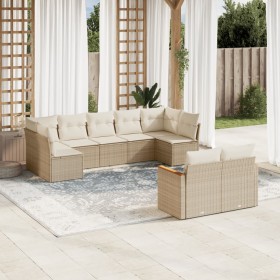 9-teiliges Gartensofa-Set mit beigen synthetischen Rattankissen von , Gartensets - Ref: Foro24-3226289, Preis: 693,99 €, Raba...