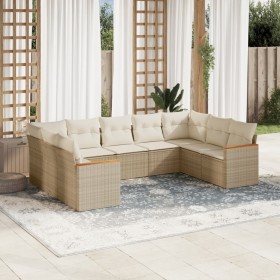 9-teiliges Gartensofa-Set mit beigen synthetischen Rattankissen von , Gartensets - Ref: Foro24-3226275, Preis: 695,05 €, Raba...