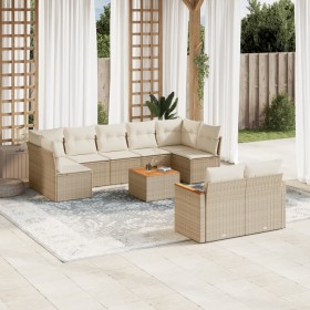 Gartensofa-Set mit beigen Kissen, 10-teilig, synthetisches Rattan von , Gartensets - Ref: Foro24-3226296, Preis: 745,99 €, Ra...