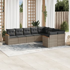 9-piece garden furniture set and gray synthetic rattan cushions by , Garden sets - Ref: Foro24-3226305, Price: 599,70 €, Disc...