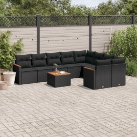 Gartensofa-Set 10-teilig mit schwarzen synthetischen Rattankissen von , Gartensets - Ref: Foro24-3226307, Preis: 586,34 €, Ra...