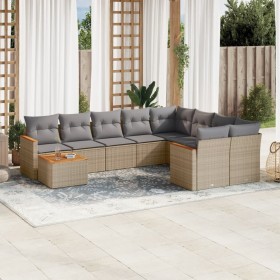 Garden sofa set with beige cushions 10 pieces synthetic rattan by , Garden sets - Ref: Foro24-3226318, Price: 643,99 €, Disco...