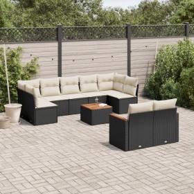 Gartensofa-Set 10-teilig mit schwarzen synthetischen Rattankissen von , Gartensets - Ref: Foro24-3226294, Preis: 586,63 €, Ra...