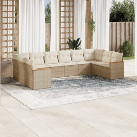 Gartensofa-Set mit beigen Kissen, 10-teilig, synthetisches Rattan von , Gartensets - Ref: Foro24-3226324, Preis: 791,61 €, Ra...