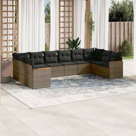 10-teiliges Gartensofa-Set mit grauen synthetischen Rattankissen von , Gartensets - Ref: Foro24-3226326, Preis: 638,38 €, Rab...