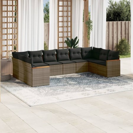 Set de sofás de jardín 10 pzas con cojines ratán sintético gris de , Conjuntos de jardín - Ref: Foro24-3226326, Precio: 640,4...