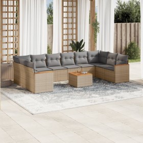 Gartensofa-Set mit beigem Kissenmix, 11-teilig aus PE-Rattan von , Gartensets - Ref: Foro24-3226332, Preis: 710,99 €, Rabatt: %