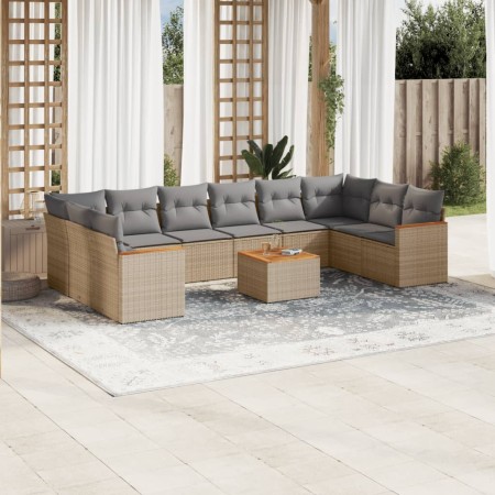 Gartensofa-Set mit beigem Kissenmix, 11-teilig aus PE-Rattan von , Gartensets - Ref: Foro24-3226332, Preis: 743,80 €, Rabatt: %