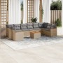 Gartensofa-Set mit beigem Kissenmix, 11-teilig aus PE-Rattan von , Gartensets - Ref: Foro24-3226332, Preis: 743,80 €, Rabatt: %