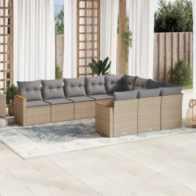 Gartensofa-Set mit beigen Kissen, 10-teilig, synthetisches Rattan von , Gartensets - Ref: Foro24-3226339, Preis: 668,32 €, Ra...