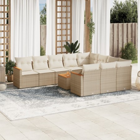 Set de sofás de jardín 11pzas con cojines ratán sintético beige de , Conjuntos de jardín - Ref: Foro24-3226345, Precio: 804,8...