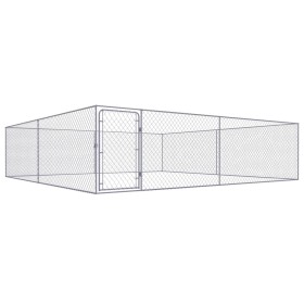 Perrera de exterior de acero galvanizado 4x4x1 m de vidaXL, Casetas y cercados para perros - Ref: Foro24-170820, Precio: 226,...