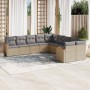 Gartensofa-Set mit beigen Kissen, 10-teilig, synthetisches Rattan von , Gartensets - Ref: Foro24-3226353, Preis: 668,32 €, Ra...