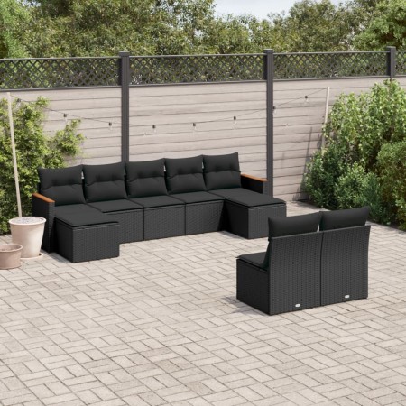 8-teiliges Gartensofa-Set und schwarze synthetische Rattankissen von , Gartensets - Ref: Foro24-3226370, Preis: 486,04 €, Rab...