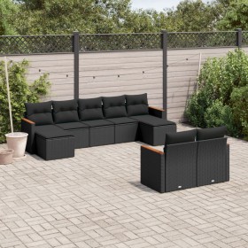 8-teiliges Gartensofa-Set und schwarze synthetische Rattankissen von , Gartensets - Ref: Foro24-3226398, Preis: 519,60 €, Rab...