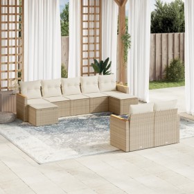 9-teiliges Gartensofa-Set mit beigen synthetischen Rattankissen von , Gartensets - Ref: Foro24-3226401, Preis: 660,96 €, Raba...